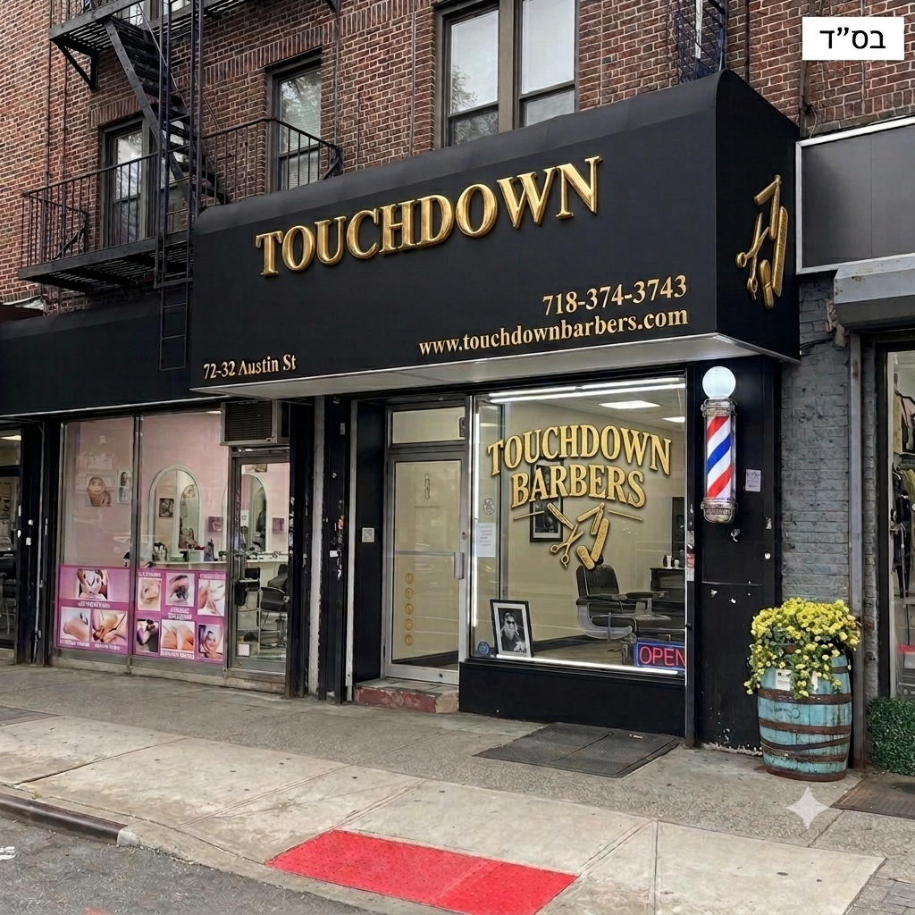 Touchdown Barbers storefront on Austin Street